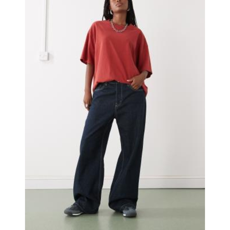 Weekday Missy low waist baggy fit jeans in dark blue