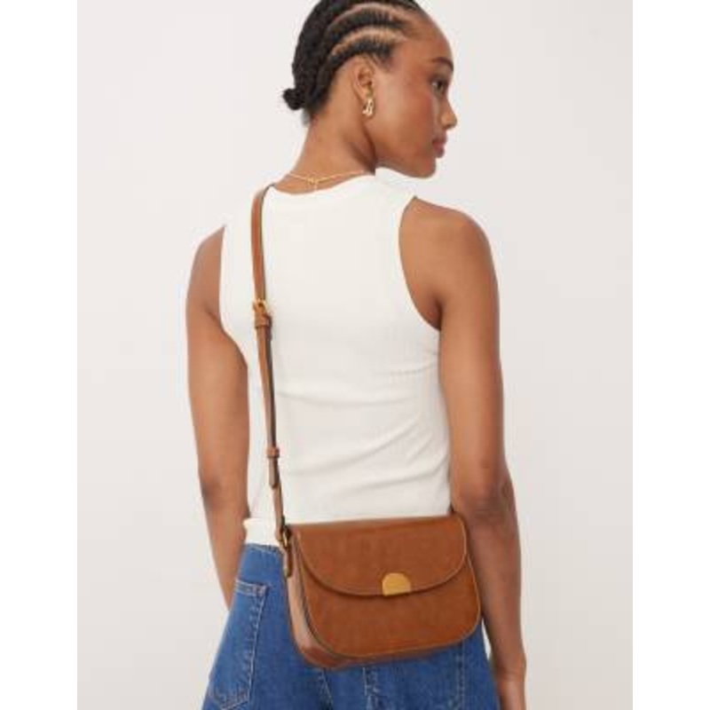 Accessorize boxy crossbody bag in tan