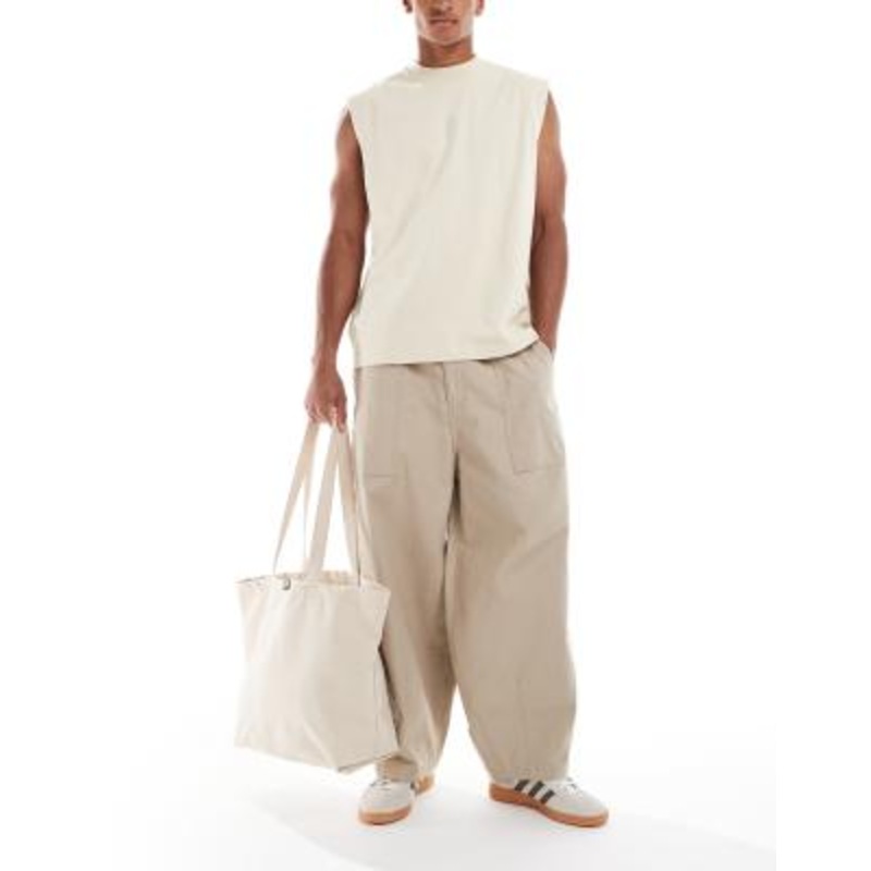 Cotton On baggy balloon fit linen pants in stone