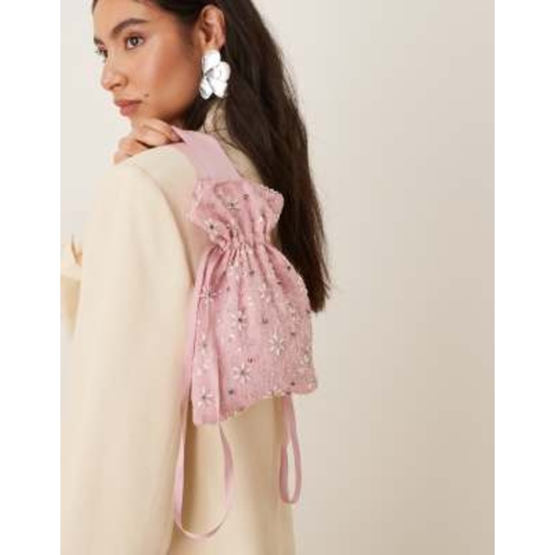 Dream Sister Jane Pink Parade embellished pouch bag in pink