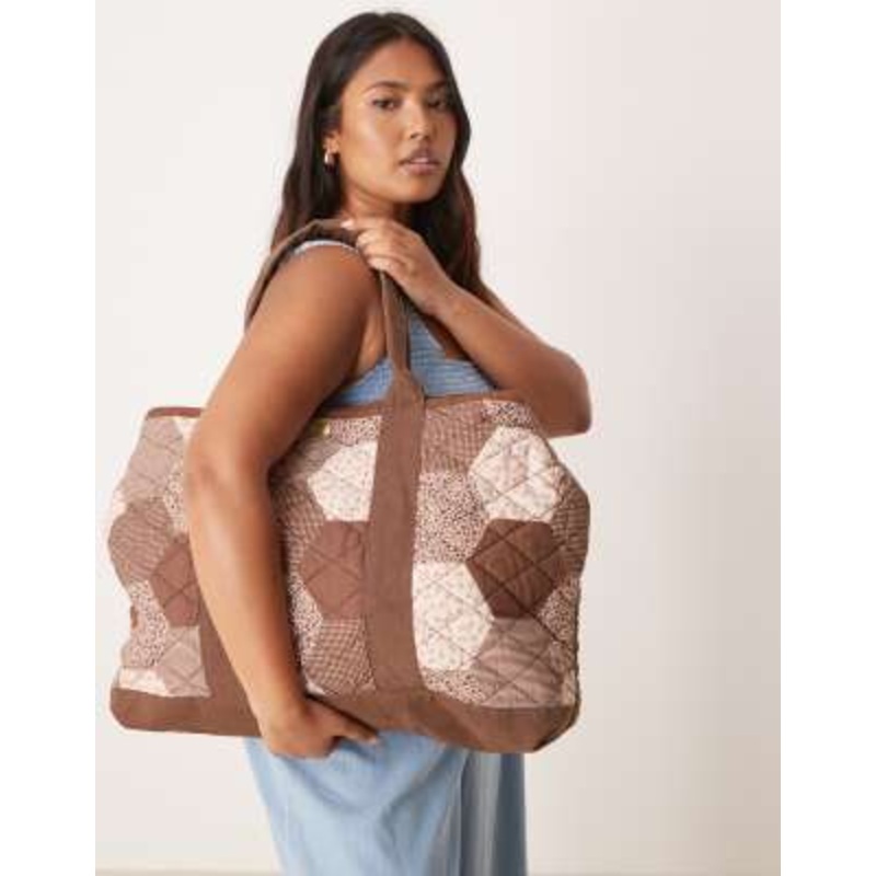 Free People pippa patchwork tote bag in tan