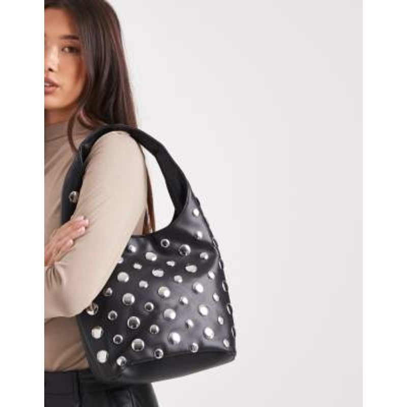 Glamorous all-over studded bag in black