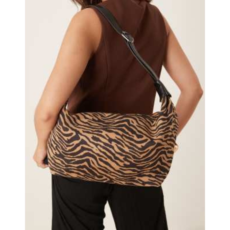 Glamorous zebra print slouchy shoulder bag