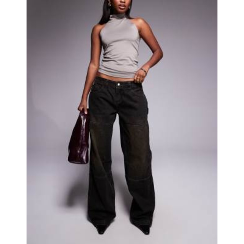 I.AM.GIA Misty low rise sand washed baggy cargo jeans in washed black