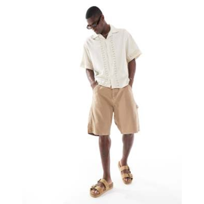 Jack & Jones baggy fit carpenter shorts in tan