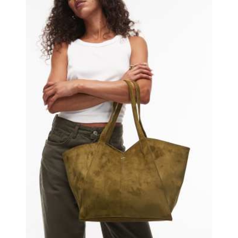 JW PEI Kiana large faux suede tote bag in olive green