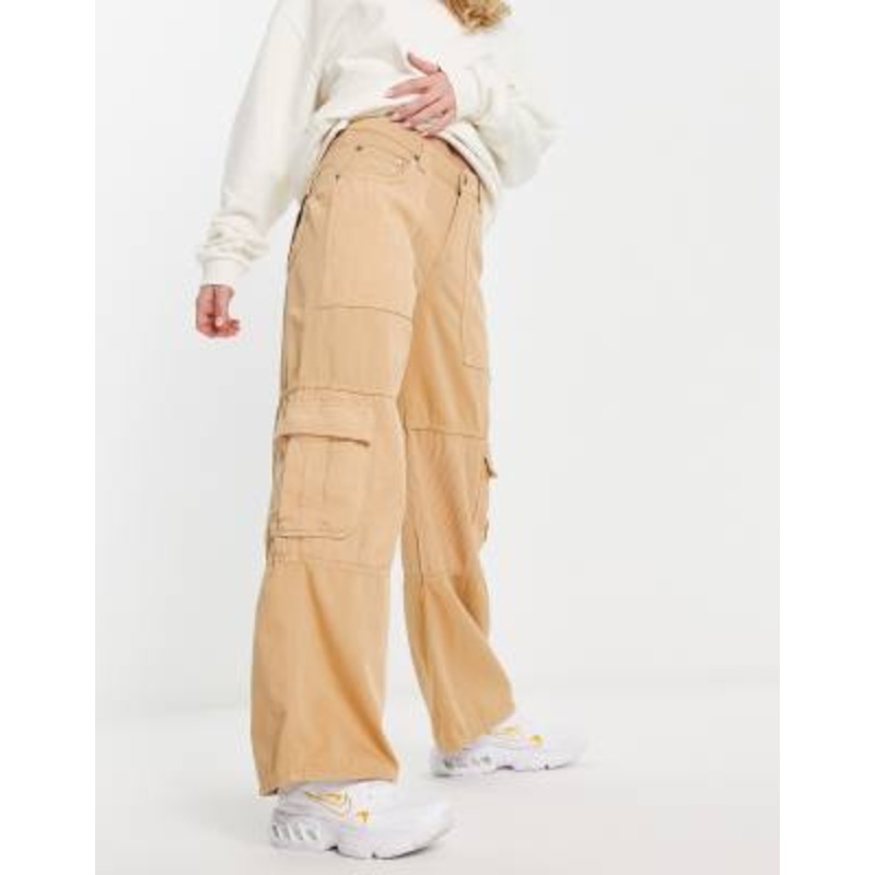 Kickers baggy cord panel jeans in tan