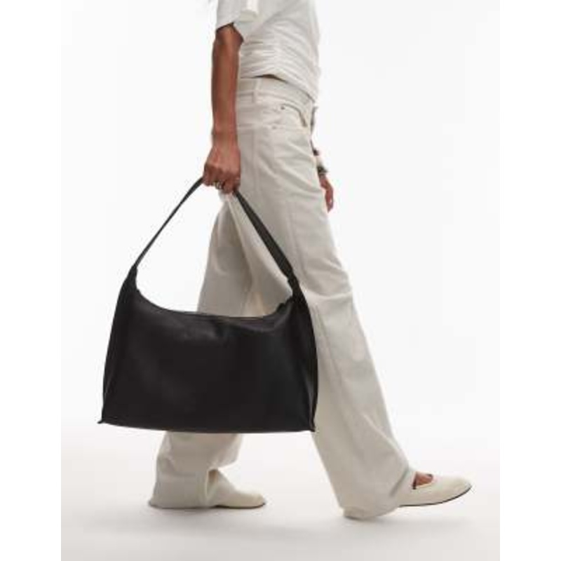 & Other Stories leather curved shoulder bag in black