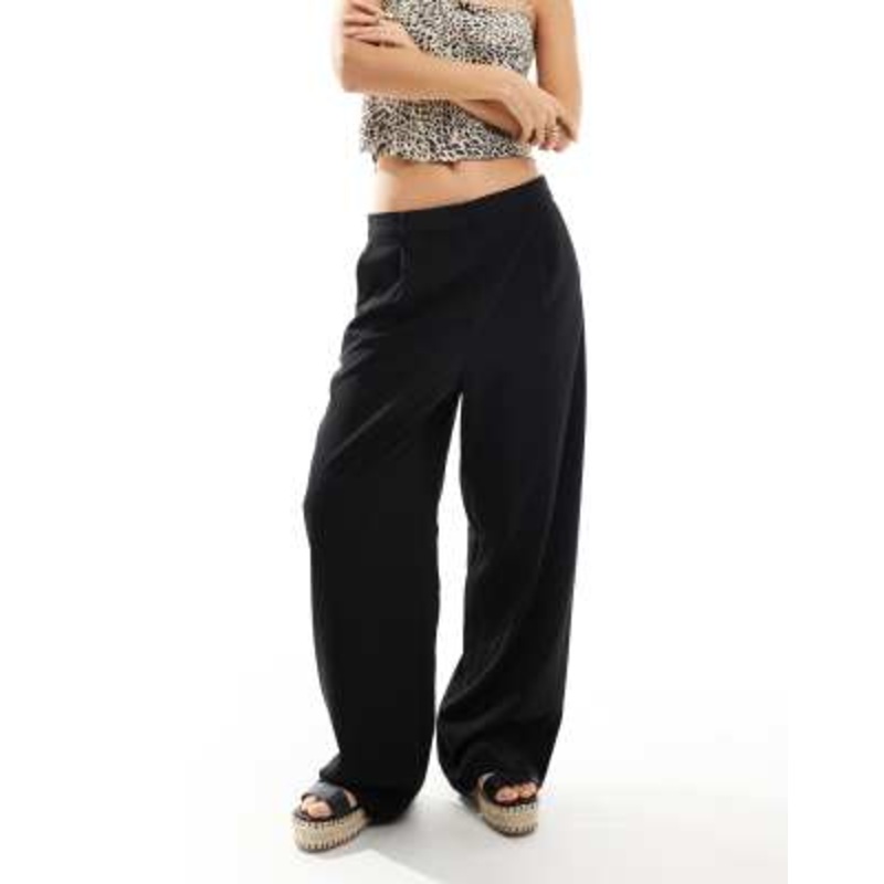 Pieces baggy tailored dad pants in black