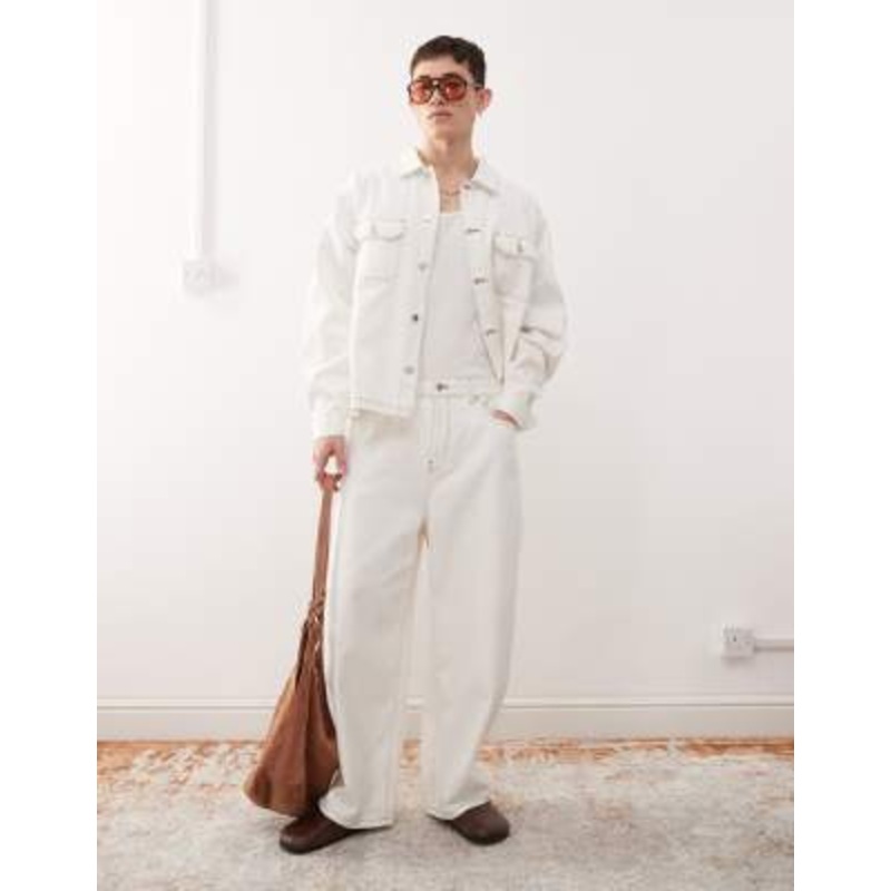 Reclaimed Vintage western baggy jean in ecru with contrast stitch – part of a set