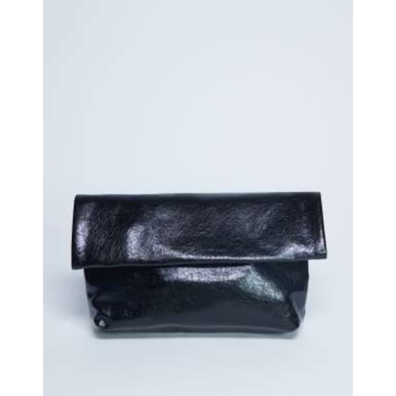Topshop Georgia folded clutch grab bag in black
