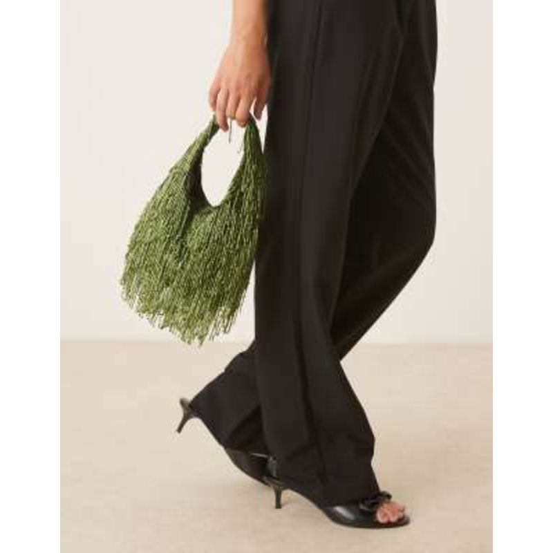 True Decadence beaded grab bag in dark green