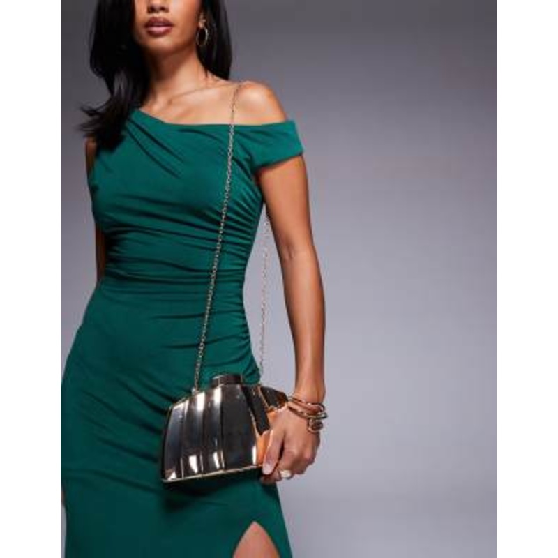 True Decadence hard textured clutch bag in gold tone