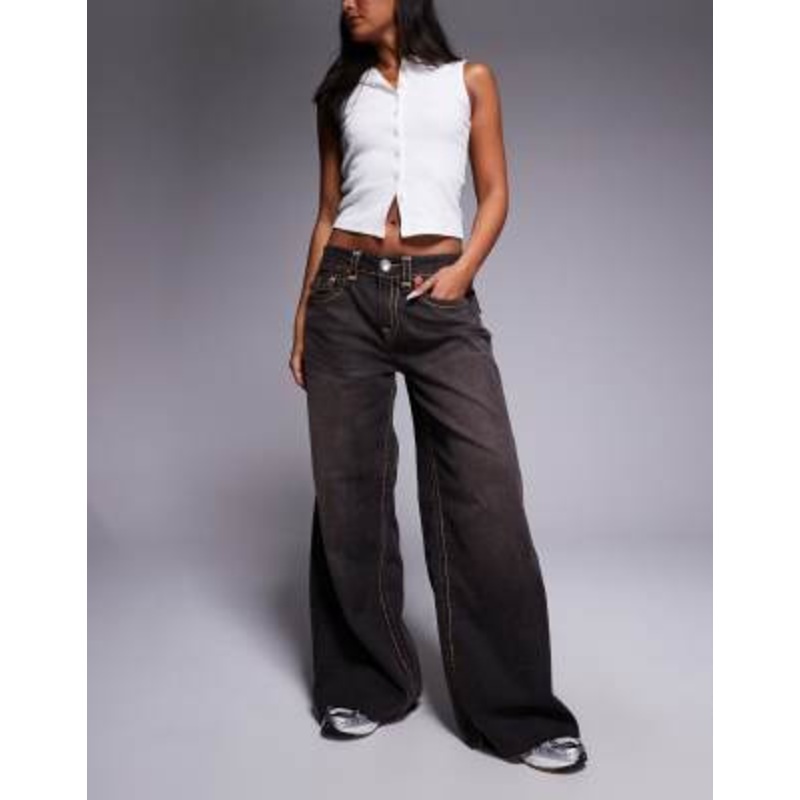 True Religion Jessie super baggy flap pocket jeans in black wash