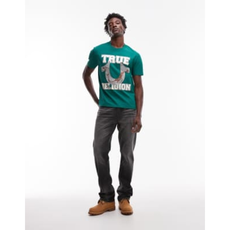 True Religion Ricky embroidered bandana flap pocket baggy jeans in black wash