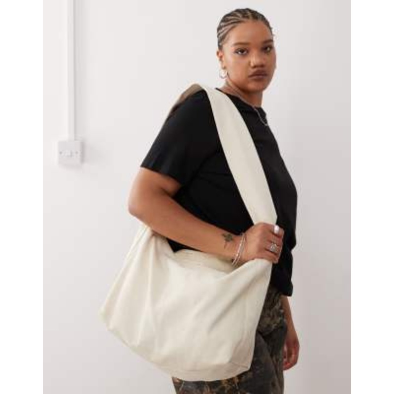 Weekday large cross body bag in ecru herringbone