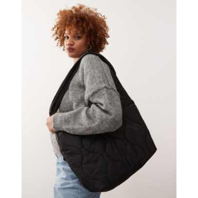 Weekday quilted tote bag in black