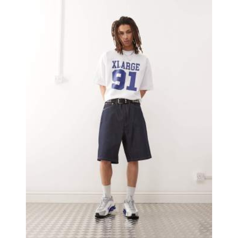 XLARGE baggy jorts with back pocket OG logo embroidery in rinse