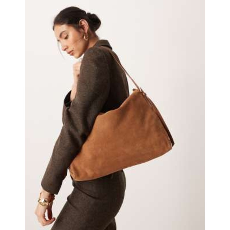 Accessorize double strap slouchy suede shoulder bag in tan