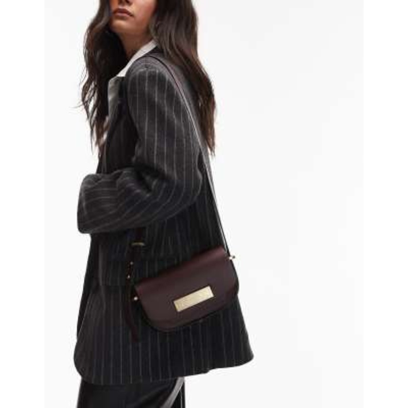 AllSaints Etta satchel crossbody bag in dark red