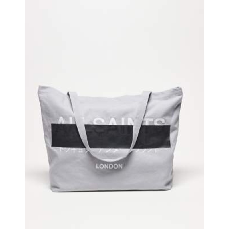 AllSaints Redact Unisex tote bag in machine gray