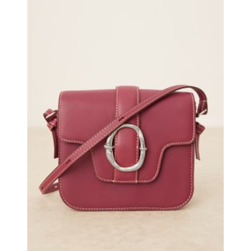 Becksondergaard iris leather crossbody buckle bag in burgundy