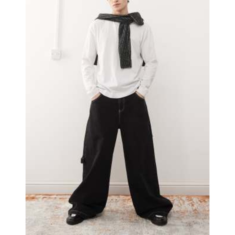 COLLUSION X002 baggy jeans with skater print in washed black