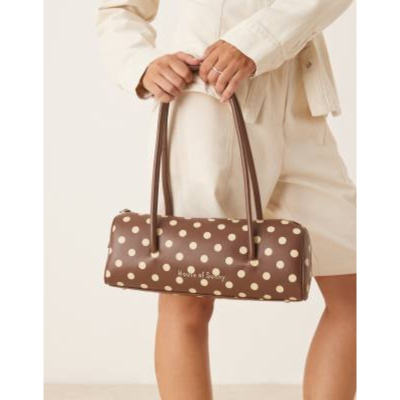House of Sunny polka dot shoulder bag in brown