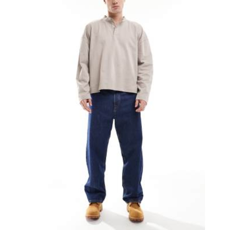 Jack & Jones Alex baggy rigid jeans in mid blue wash