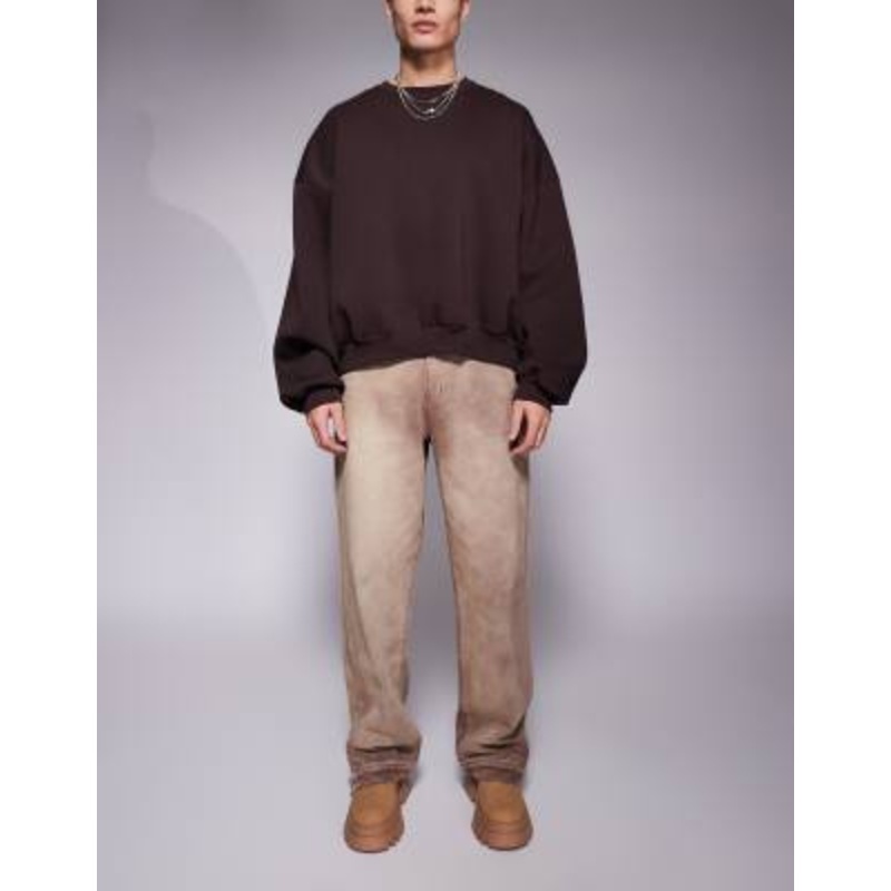 Liquor N Poker extreme baggy barrel jeans in dirty brown wash