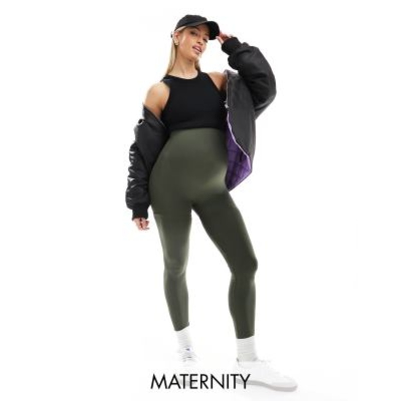 Mamalicious Maternity seamless leggings in duffle bag green