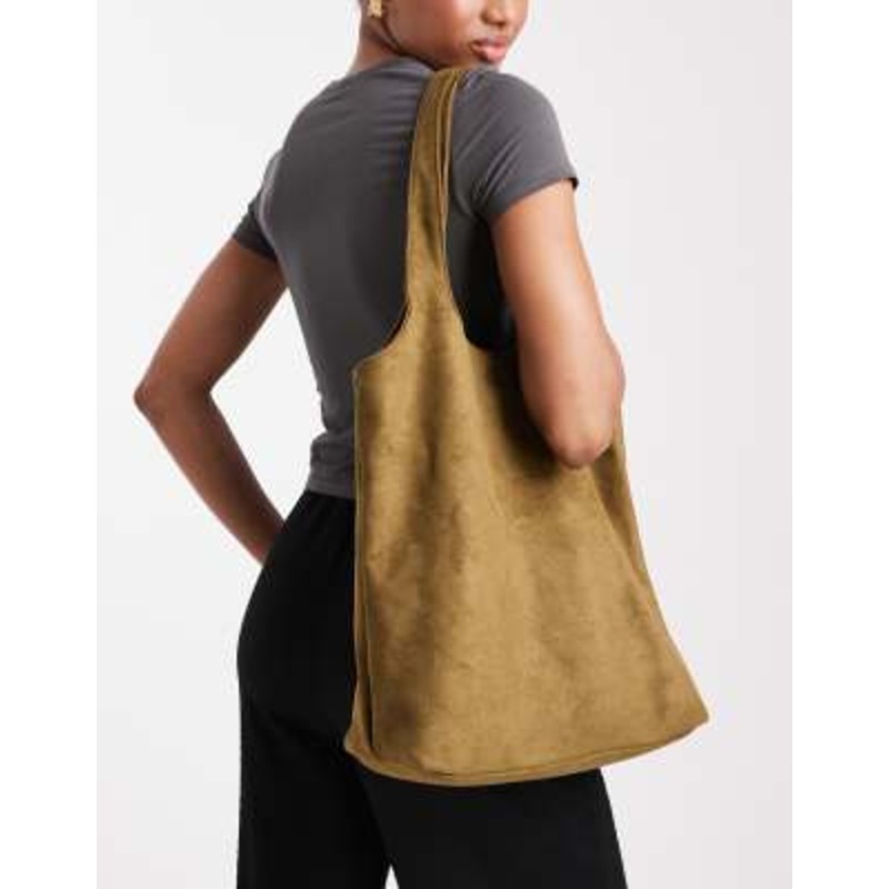PASQ faux suede a line tote bag in dark green