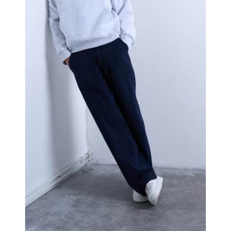 Topman baggy fit twill chinos in navy