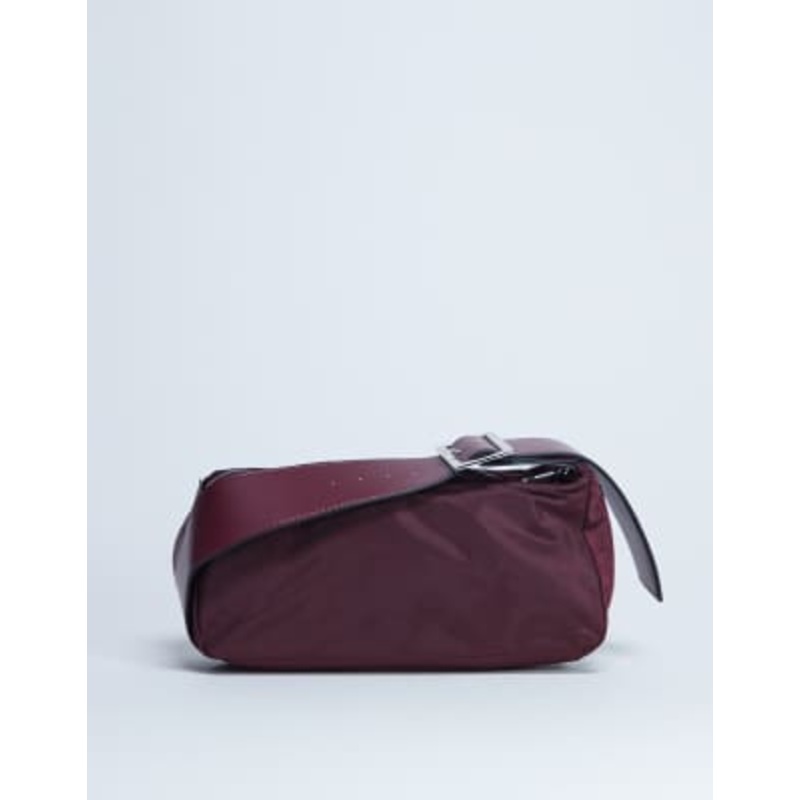 Topshop Kylie nylon cross body bag with contrast strap in burgundy
