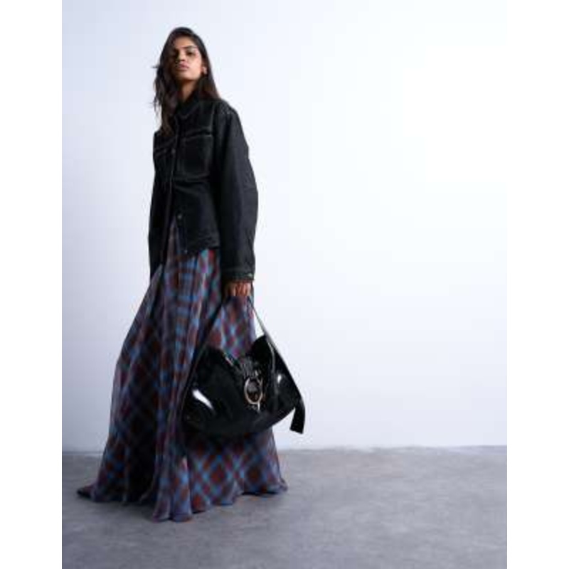 Topshop Saturn hardware shoulder bag in black