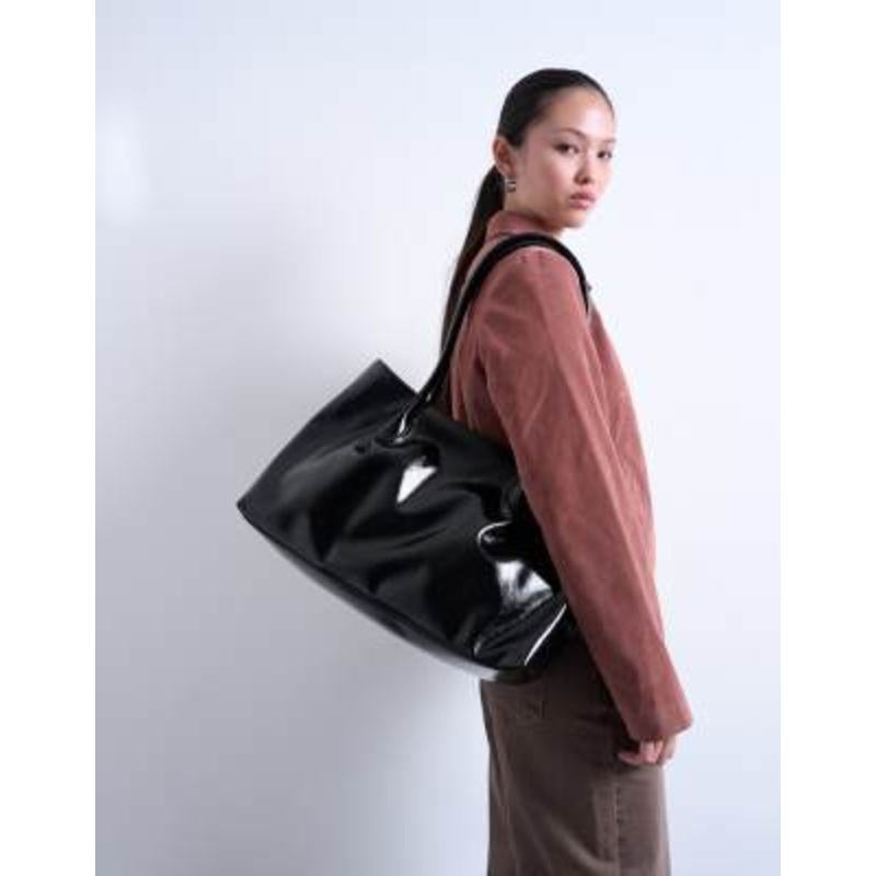 Topshop Toby tubular handle tote bag in black