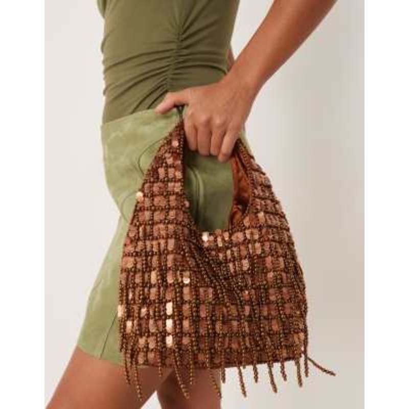 True Decadence embellished grab bag in bronze