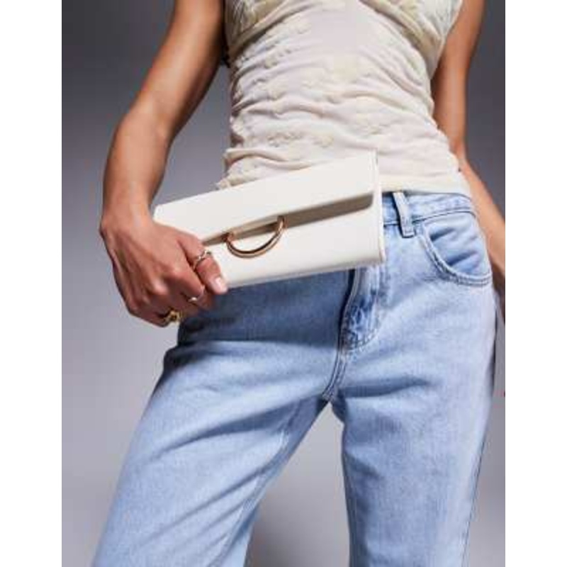 True Decadence minimal PU clutch bag in ivory