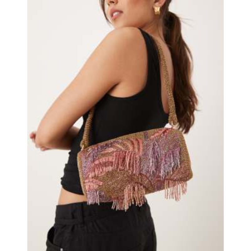 Accessorize beaded palm bag in gold