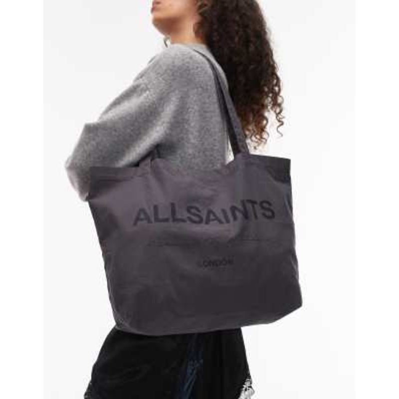 Allsaints future tote bag in charcoal gray