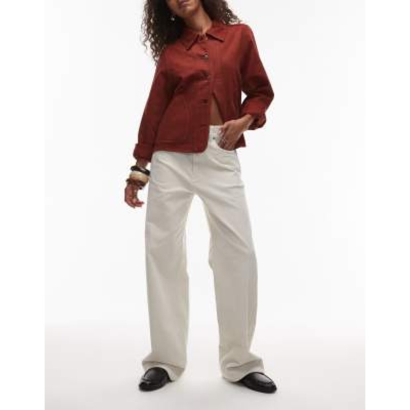 ARKET Coral low rise baggy wide leg stretch corduroy pants in off white