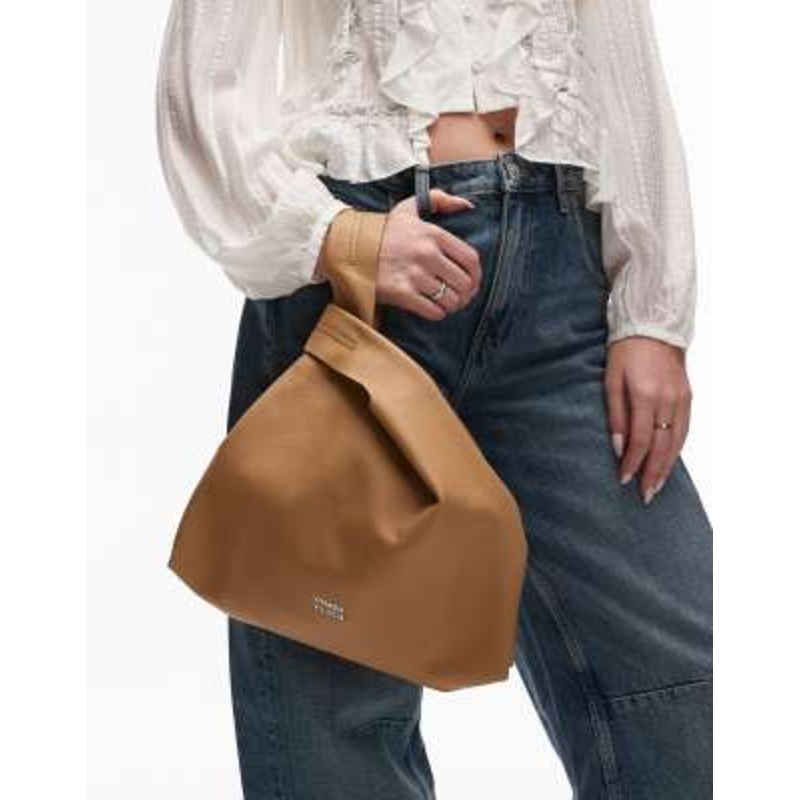 BIMBA Y LOLA medium leather Paper bag in sahara