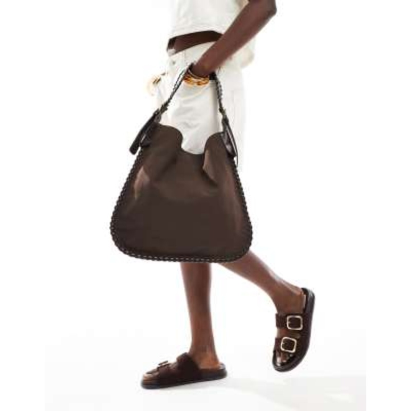 Cotton On Paige saddle bag in chocolate microsuede