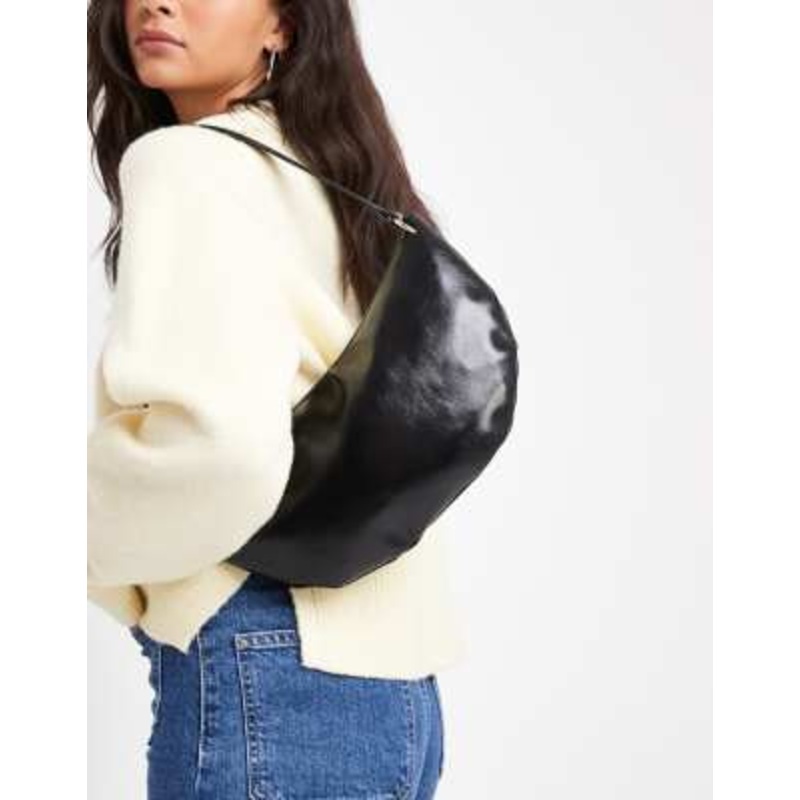 Glamorous crescent shoulder bag in black