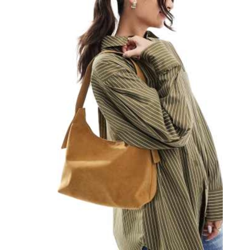 Glamorous faux suede shoulder strap tote bag in tan