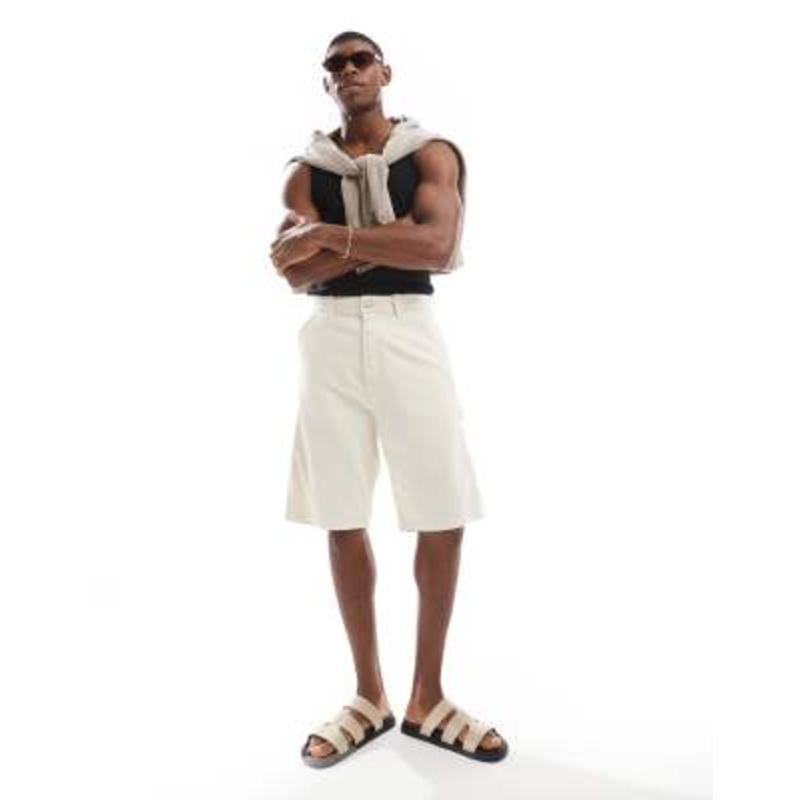 Jack & Jones baggy fit carpenter shorts in white