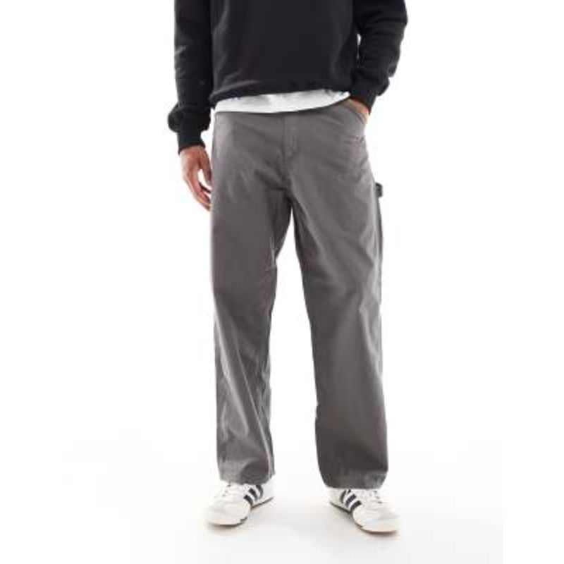 Jack & Jones ripstop baggy fit carpenter pant in gray