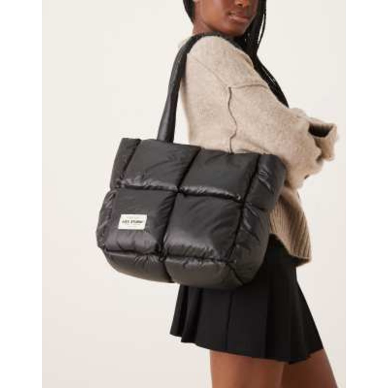 JJXX quilted tote bag in black