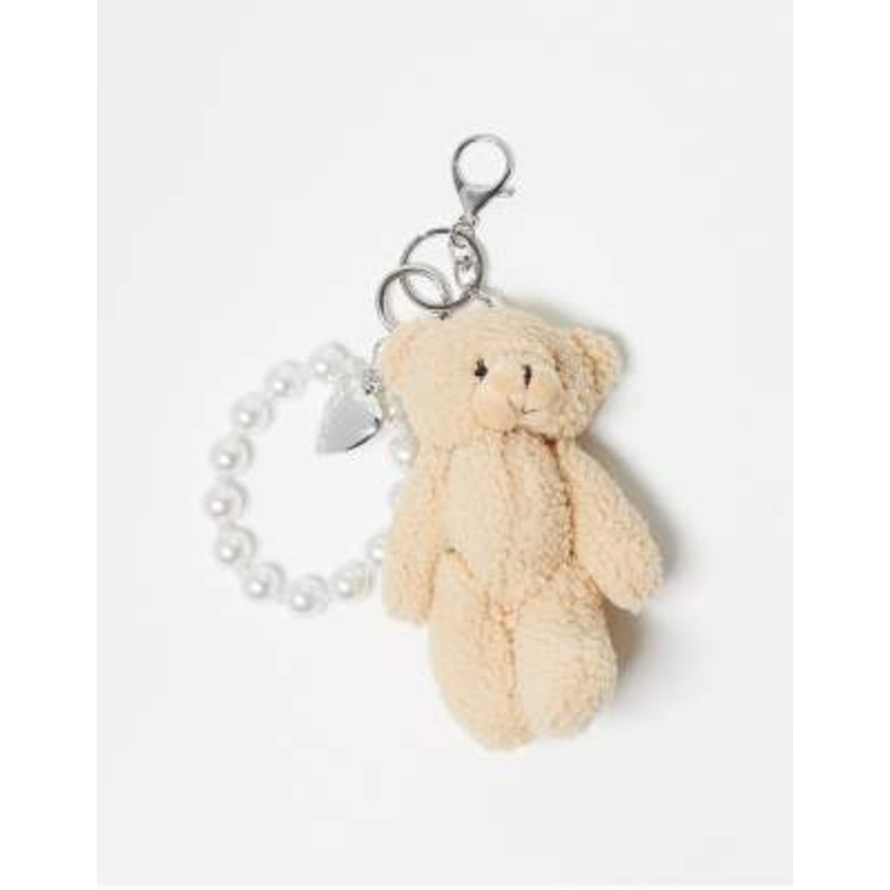Kaiia Exclusive pearl chain teddy bear bag charm in multi