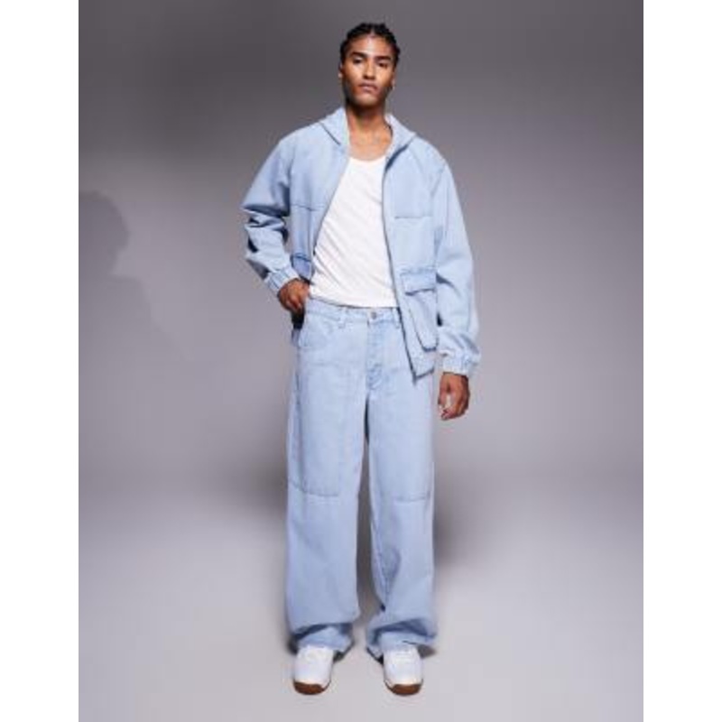 Liquor N Poker baggy carpenter jeans in bleach wash – part of a set